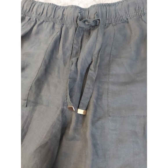 Joie Linen Pants Womens Large Black Wide Leg Elastic Drawstring Beach Palazzo - Picture 3 of 12